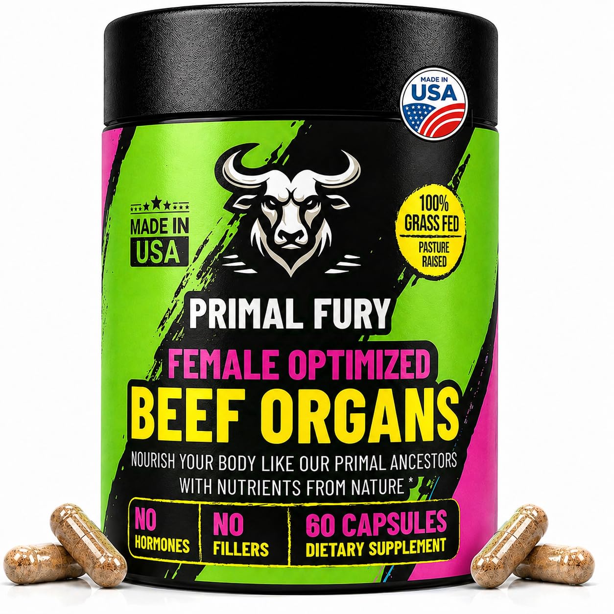 PRIMAL FURY frasco delante mostrando diseño y claridad de uso