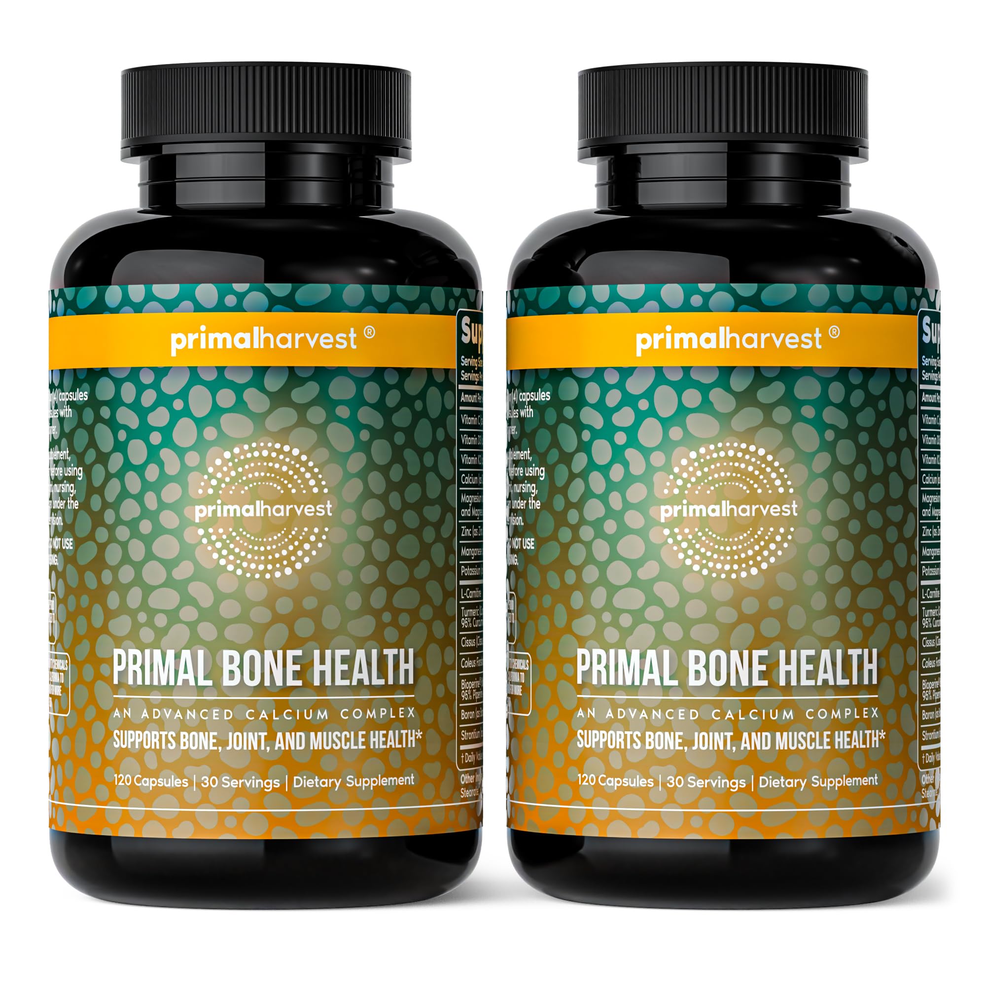 Primal Harvest frasco frontal mostrando la etiqueta y beneficios