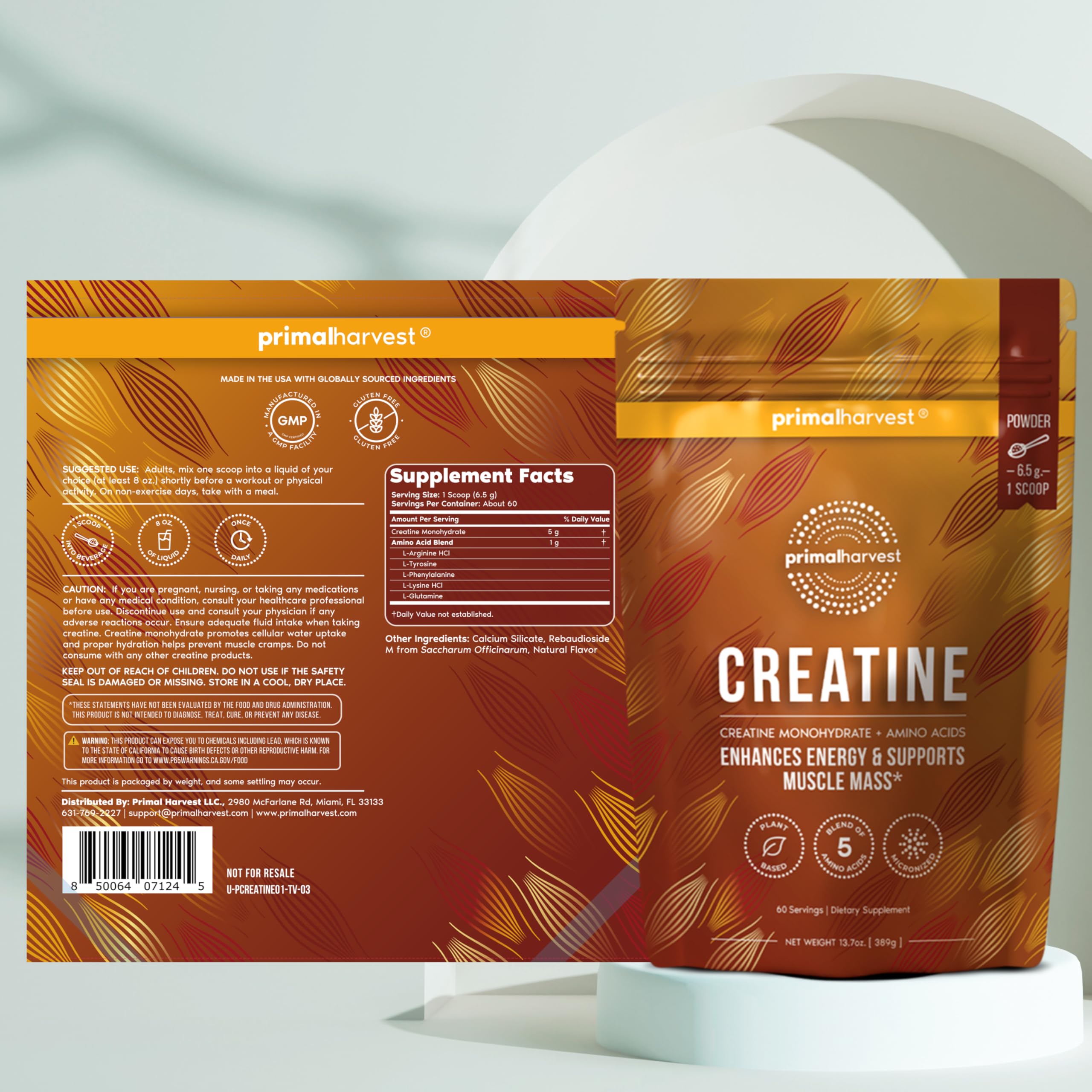 Primal Harvest creatine mezclado en batido, añade aminoácidos a tu bebida diaria