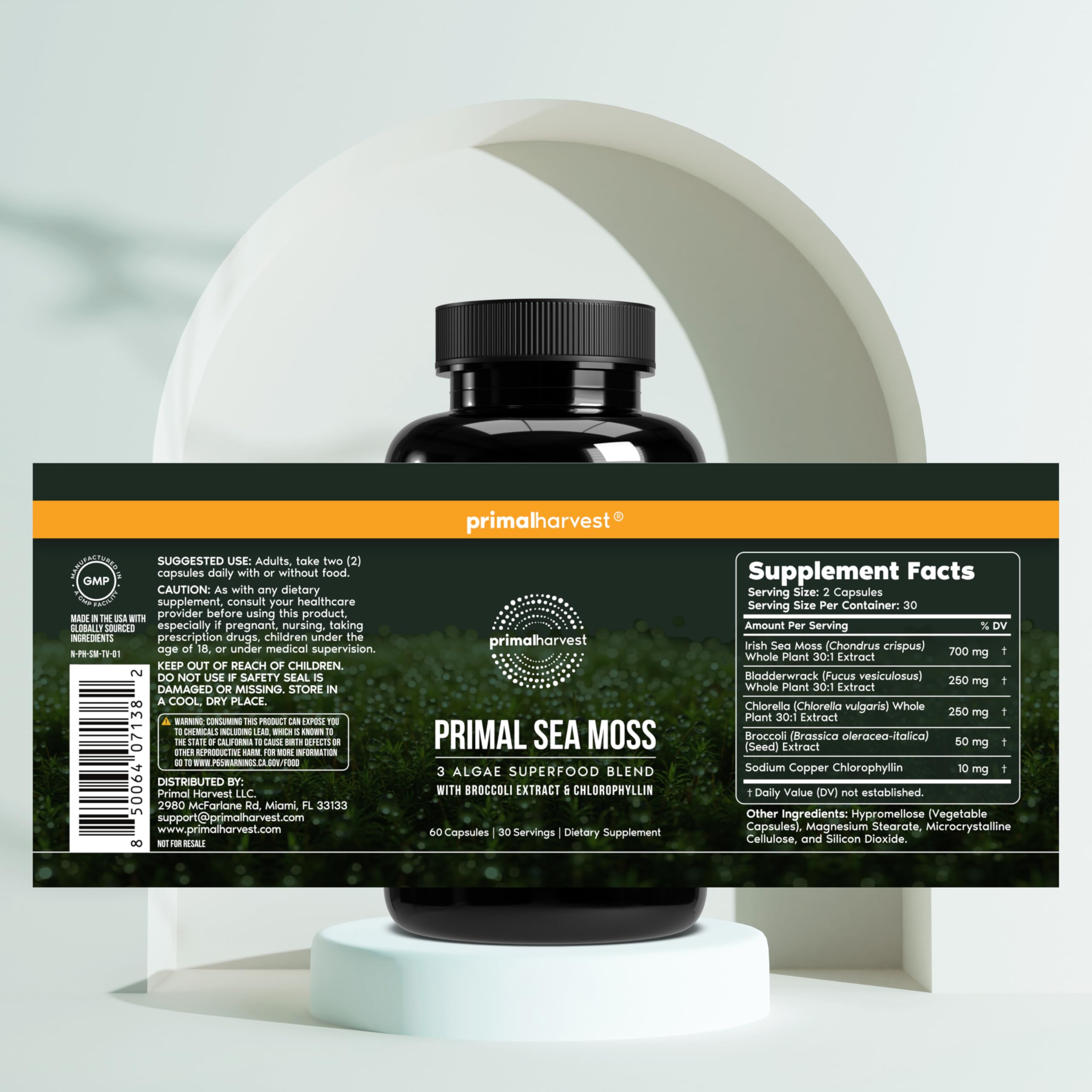 Primal Harvest etiqueta nutricional enfocada en ingredientes verificados