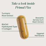 Primal Harvest Flex ingredientes principales con cúrcuma y ashwagandha visibles