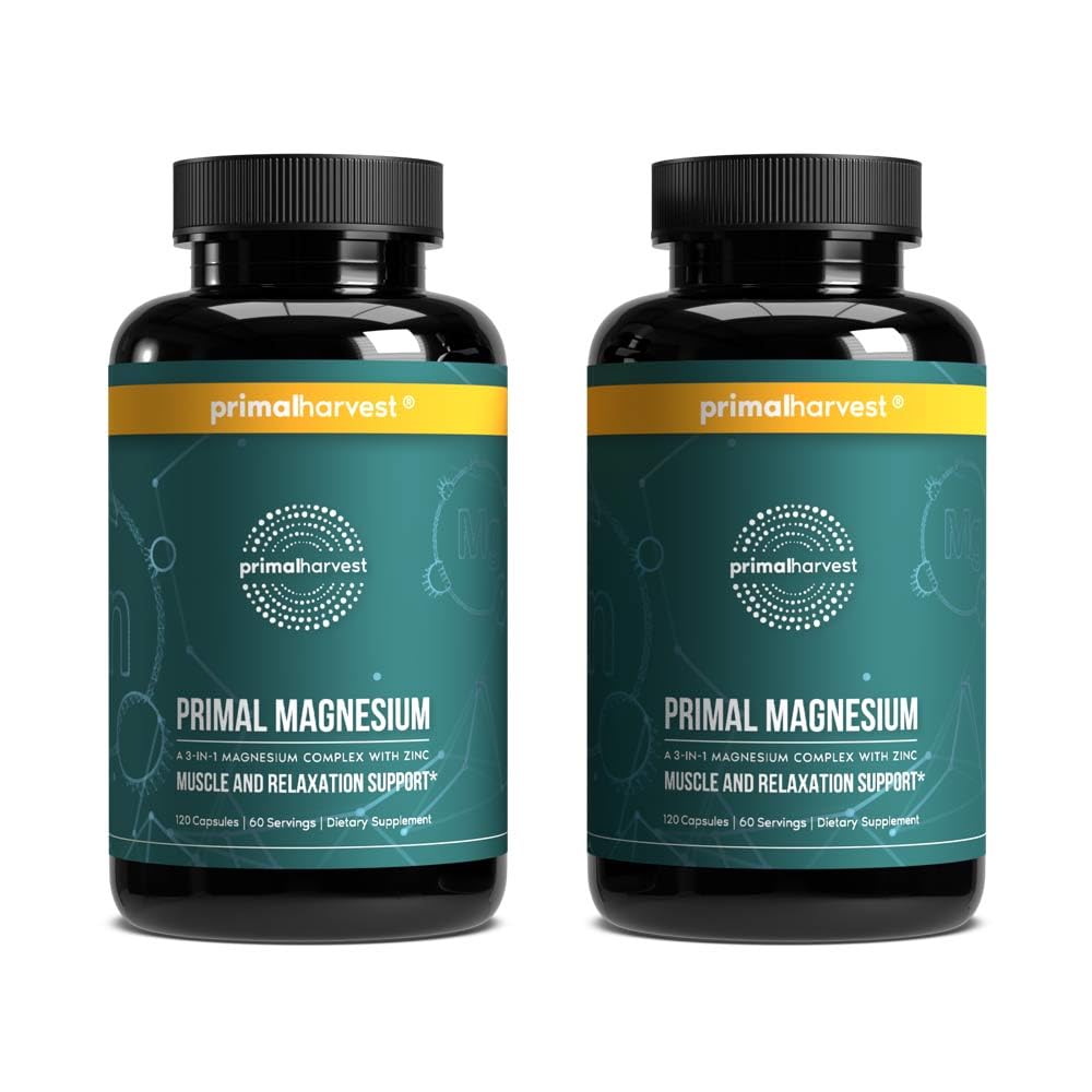Primal Harvest frasco delantero con etiqueta clara y beneficios visibles