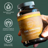 Primal Harvest mezcla de hongos en polvo representando ingredientes naturales