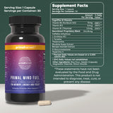 Primal Harvest Mind Fuel cápsula en primer plano que destaca su textura y pureza