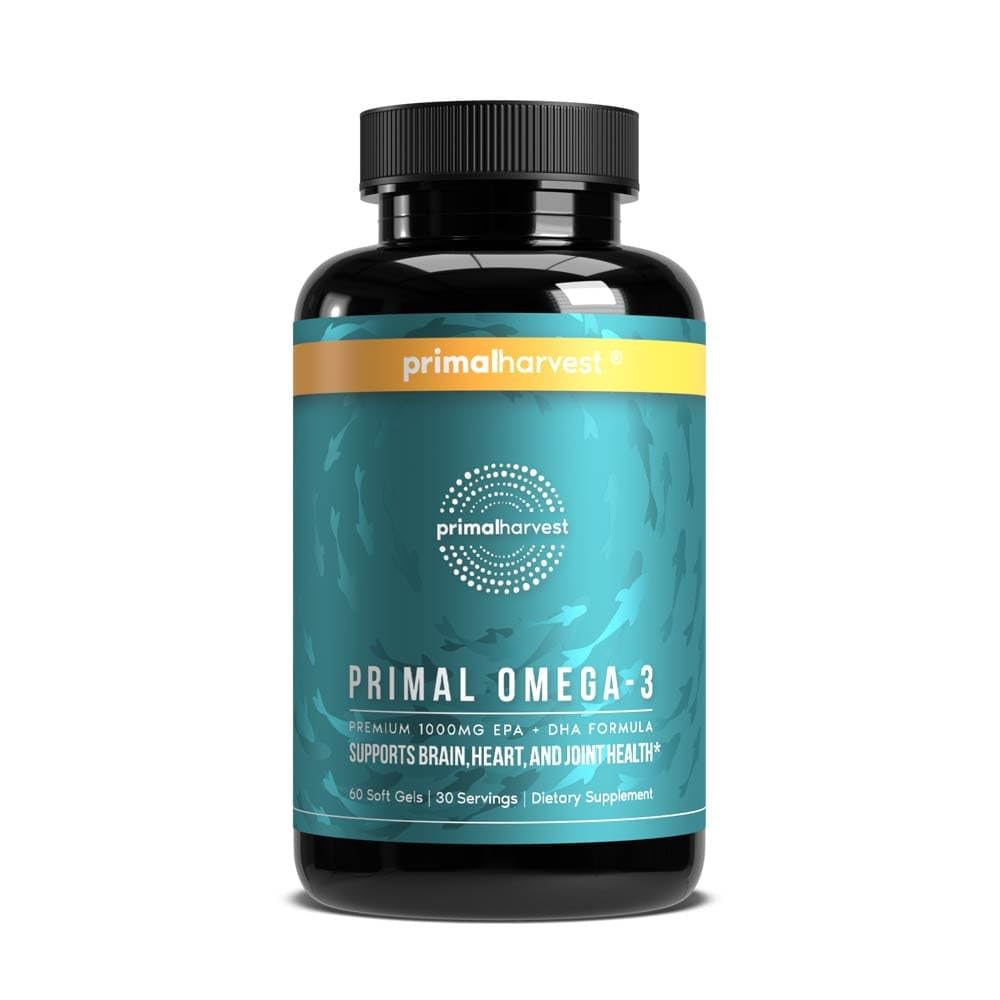 Primal Harvest frasco frontal mostrando etiqueta clara y beneficios