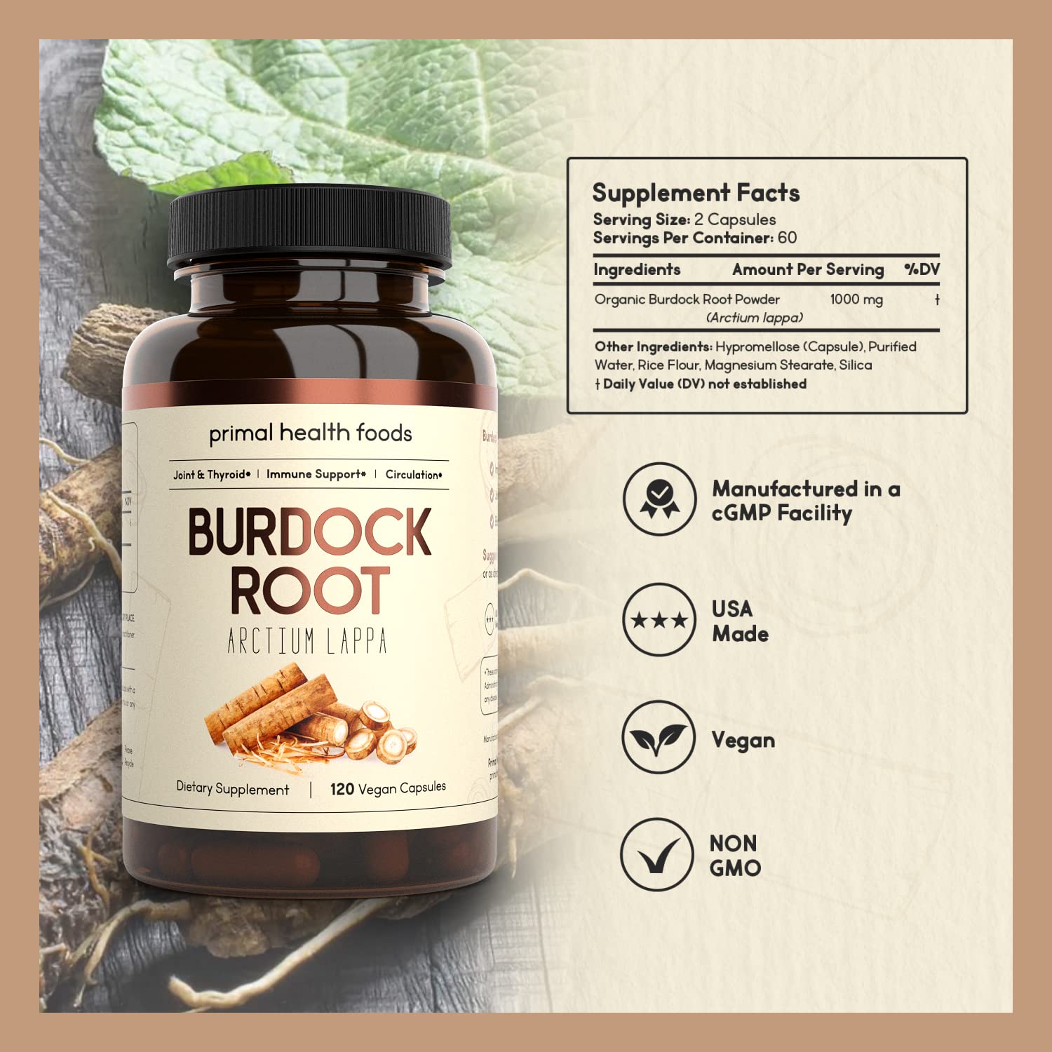 Primal Health Foods cápsulas en mano destacando formato vegetal y dosificación fácil