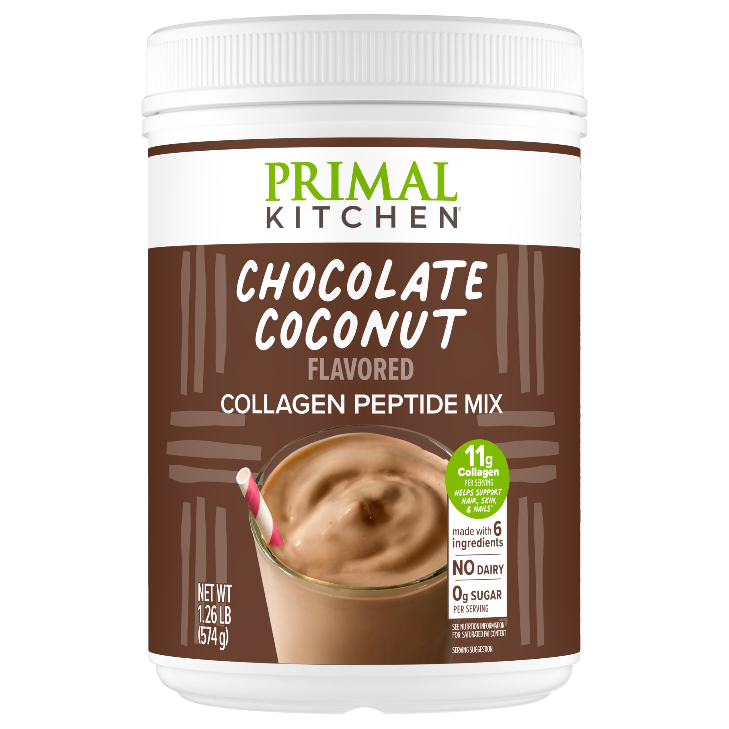 Primal Kitchen envase frontal mostrando chocolate coco y ventajas claras