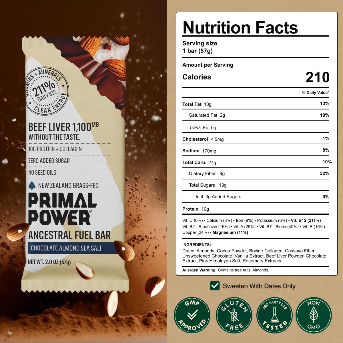 Primal Power barra en mano muestra tamaño práctico y porción lista para llevar
