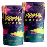 Primal Queen frente del empaque mostrando pack de dos y beneficios visibles