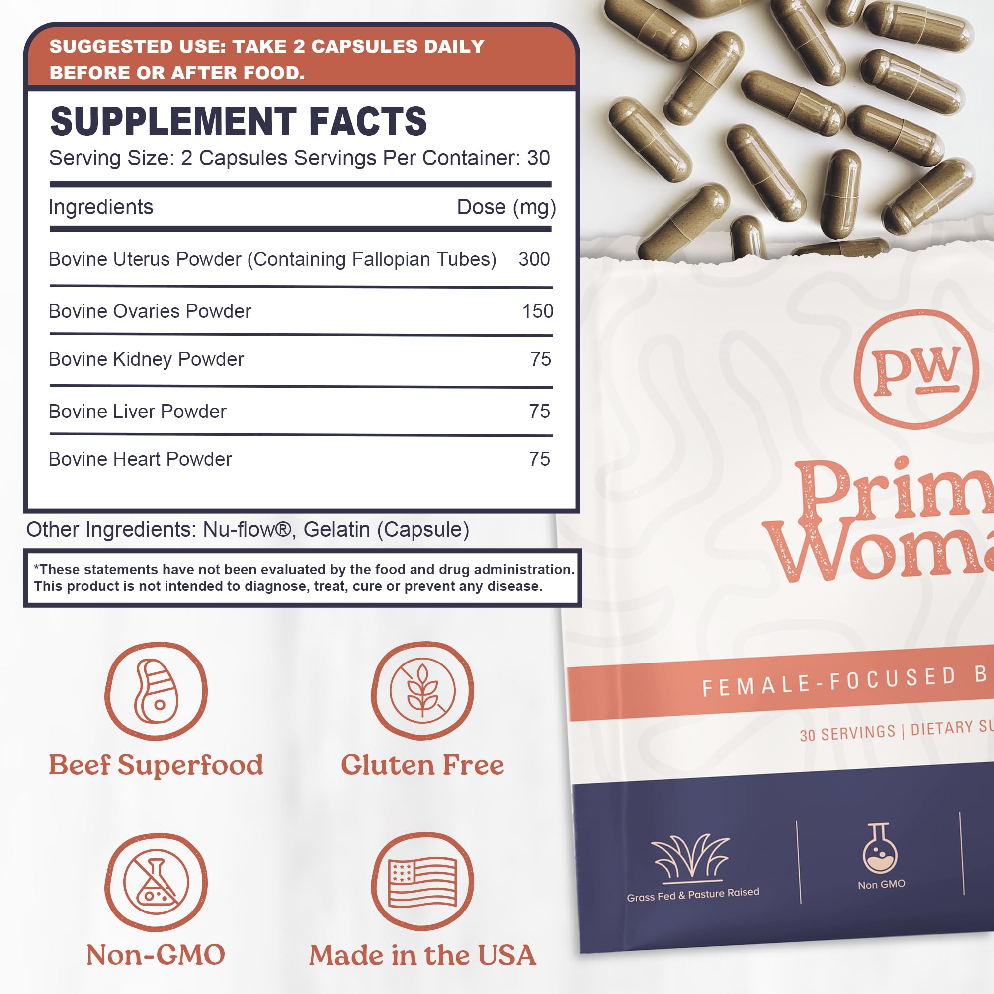 Primal Woman detalle de la etiqueta con información de origen