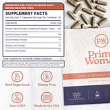 Primal Woman detalle de la etiqueta con información de origen