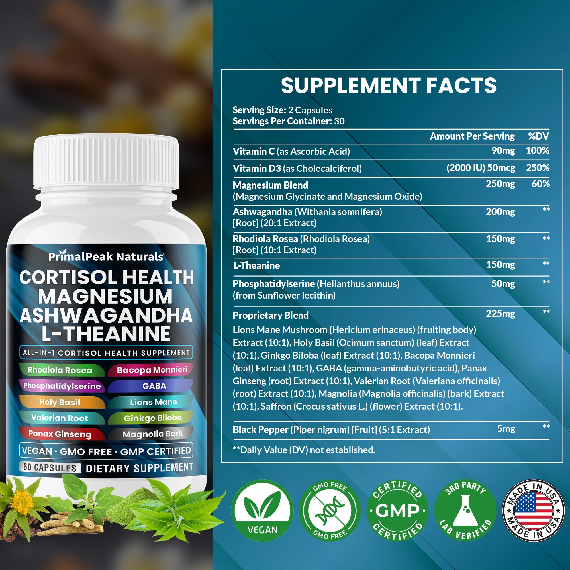 PrimalPeak Naturals cápsulas en mano humana mostrando tamaño y facilidad de ingestión