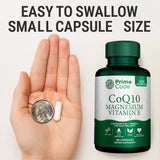 Prime Code etiqueta con lista de ingredientes destacando CoQ10 magnesio vitamina E