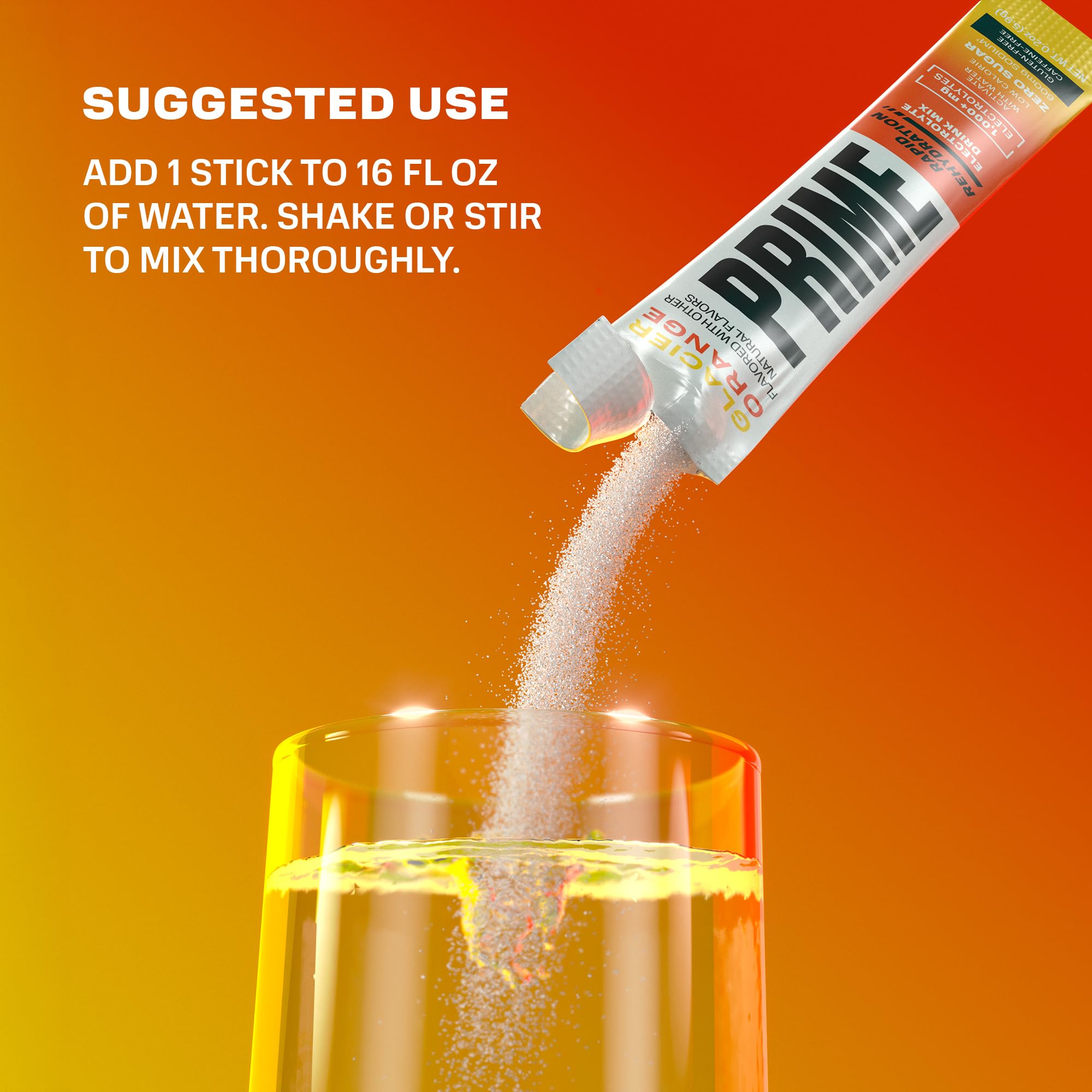 PRIME HYDRATION comparación de tamaño de un stick junto a una botella para referencia