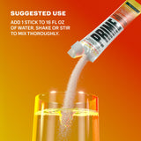 PRIME HYDRATION comparación de tamaño de un stick junto a una botella para referencia