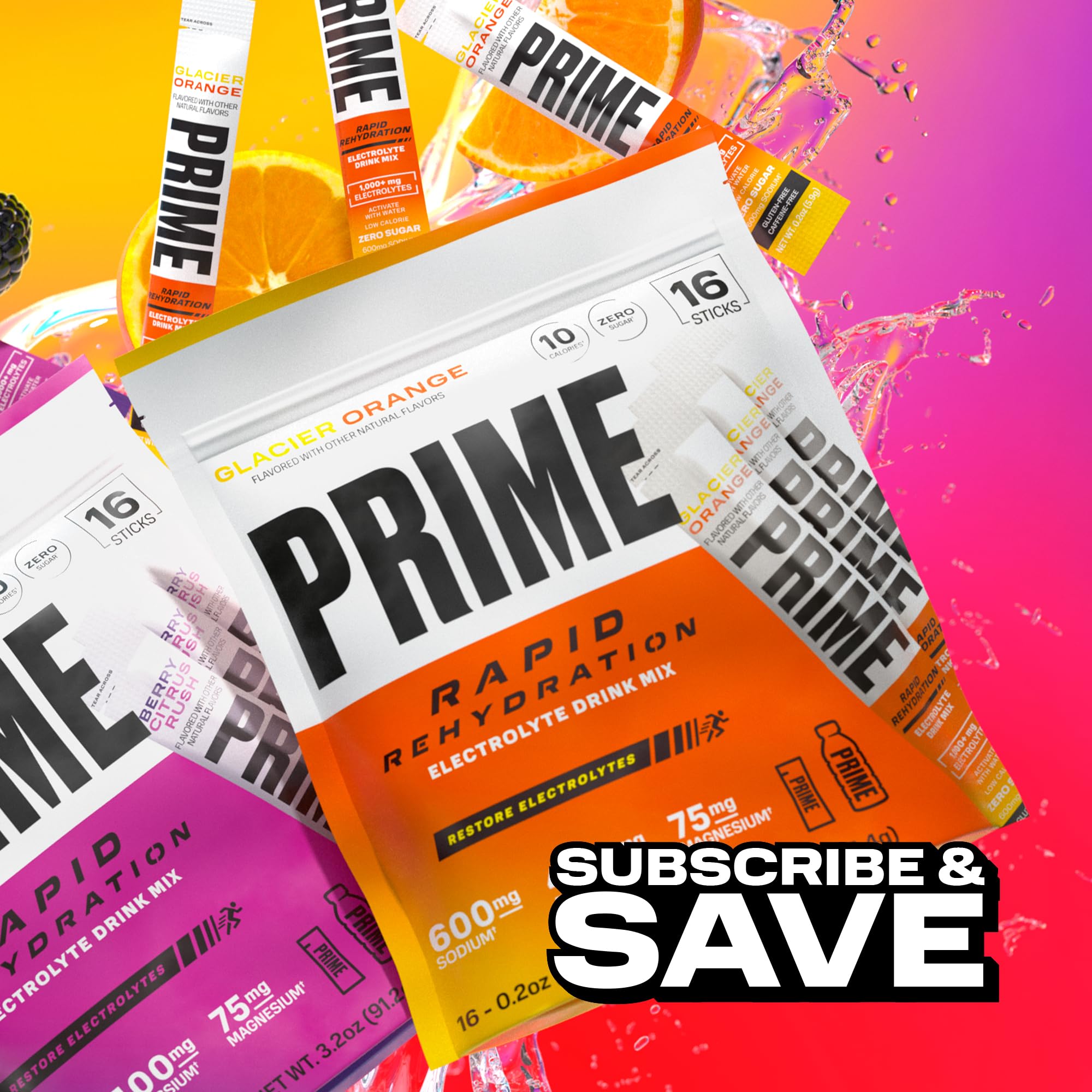 PRIME HYDRATION etiqueta con información de electrolitos y vitaminas visible