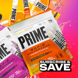 PRIME HYDRATION etiqueta con información de electrolitos y vitaminas visible