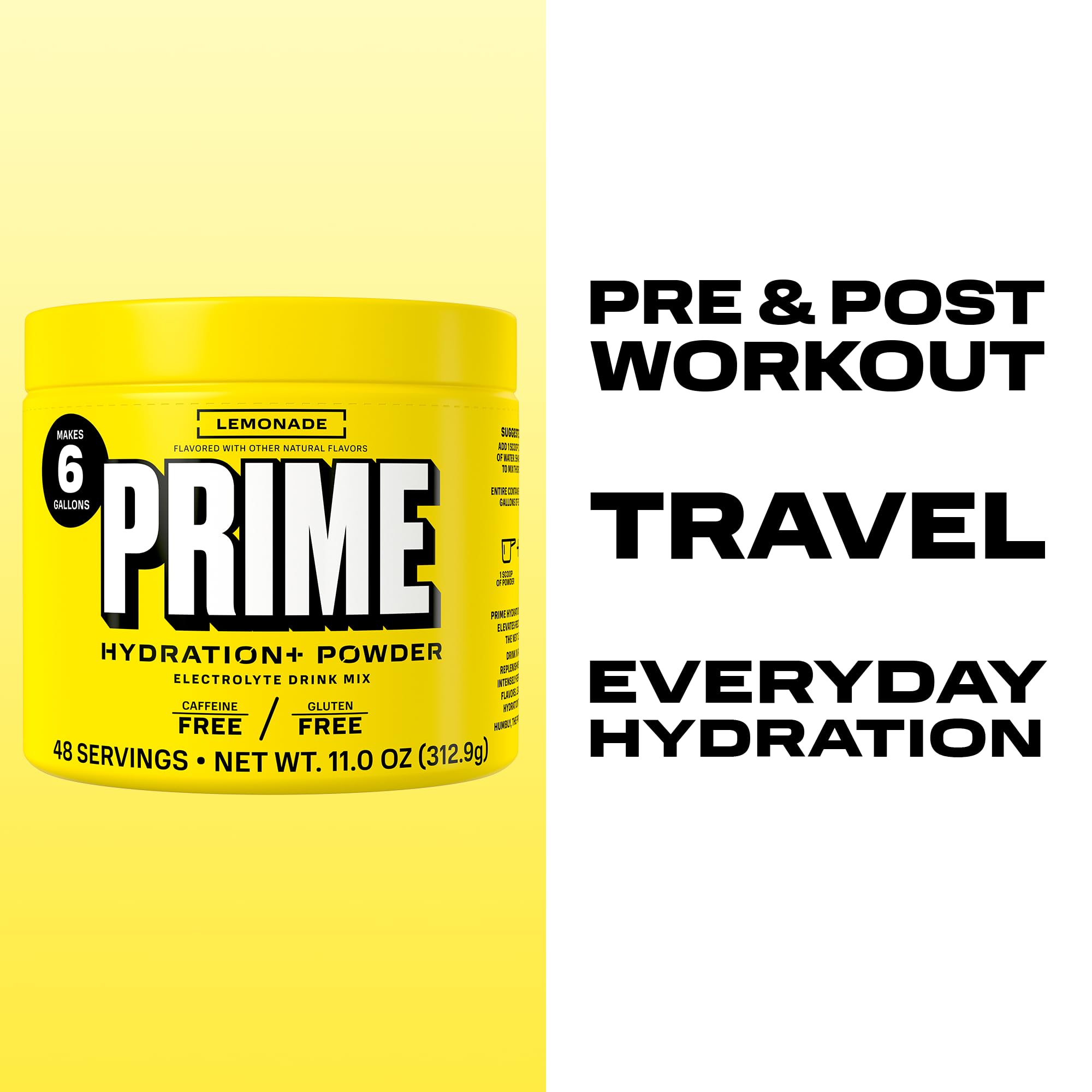 PRIME HYDRATION etiqueta con ingredientes muestra electrolitos y vitaminas