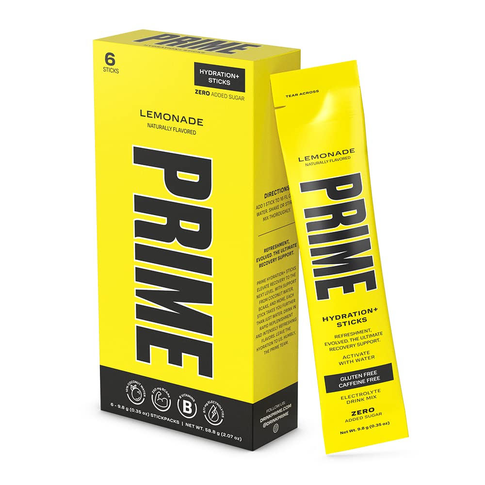 PRIME HYDRATION empaque frontal limonada, portátil y refrescante