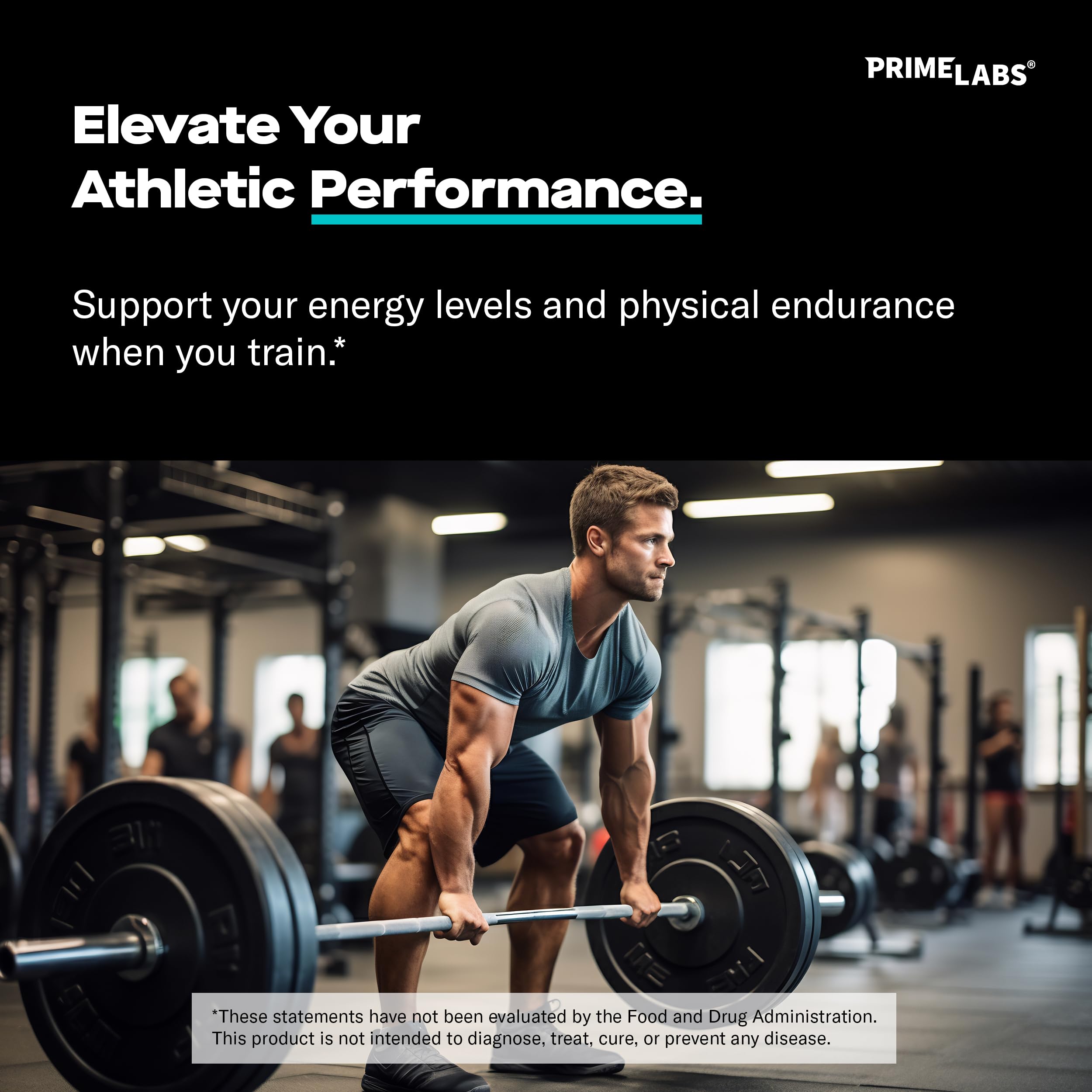 Prime Labs cápsulas en la mano ilustrando tamaño y comodidad para llevar al gym