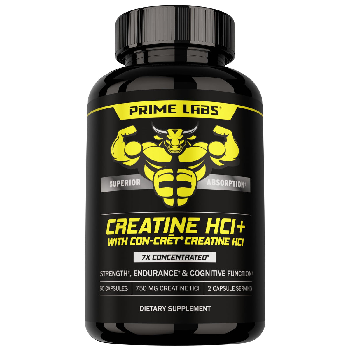 Prime Labs botella frontal mostrando diseño y beneficio fuerza concentrada