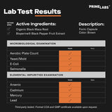 Prime Labs polvo de maca negra en textura fina que destaca pureza orgánica