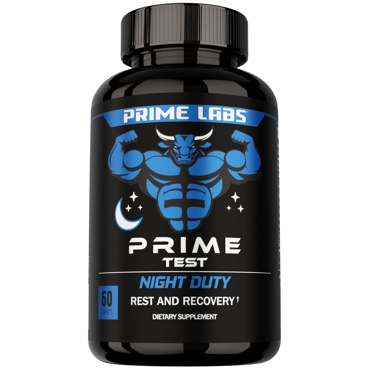 Prime Labs Night Duty vista frontal del envase y beneficios claros