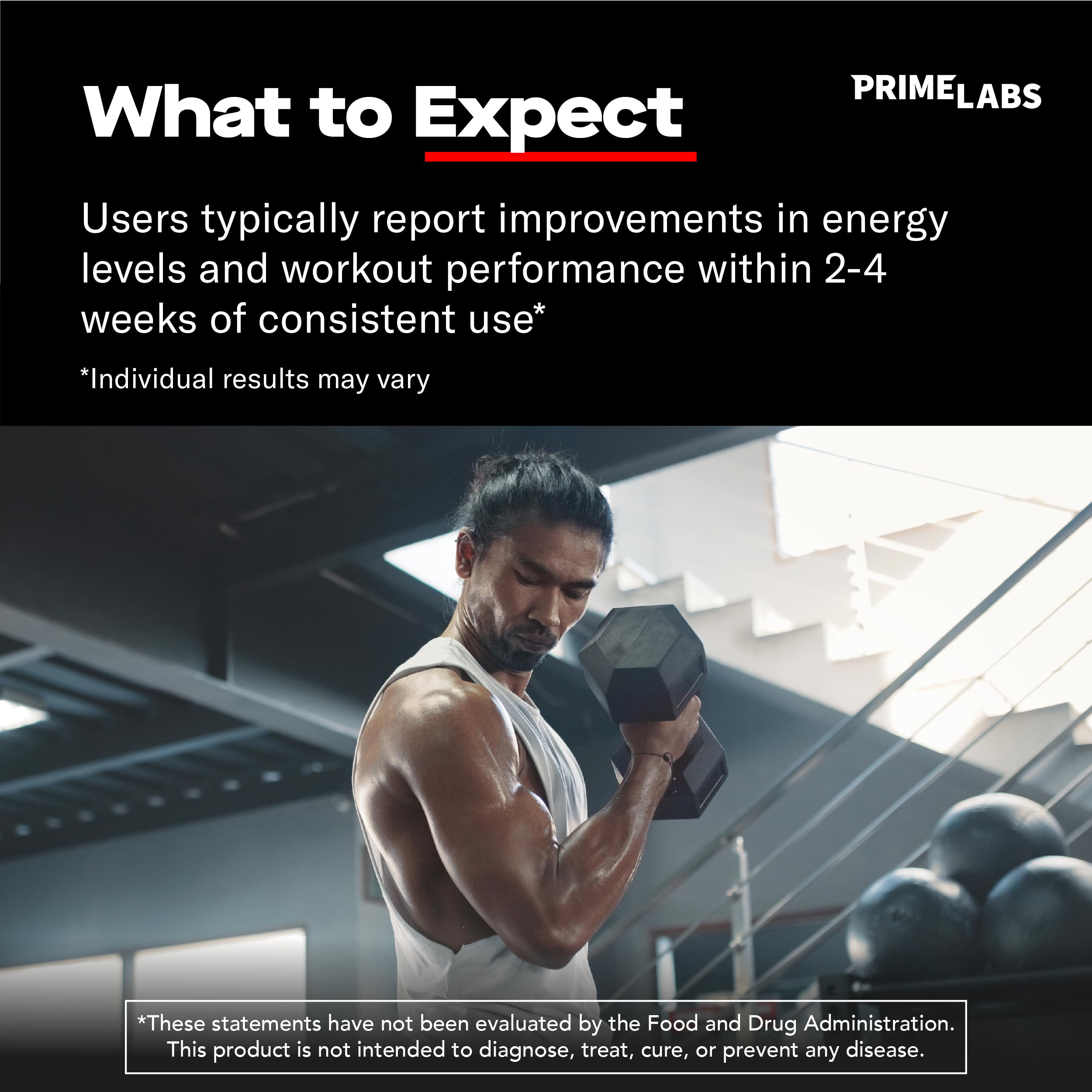 Prime Labs Prime Test ingredientes clave mostrando Tongkat Ali y Horny Goat Weed beneficio energético