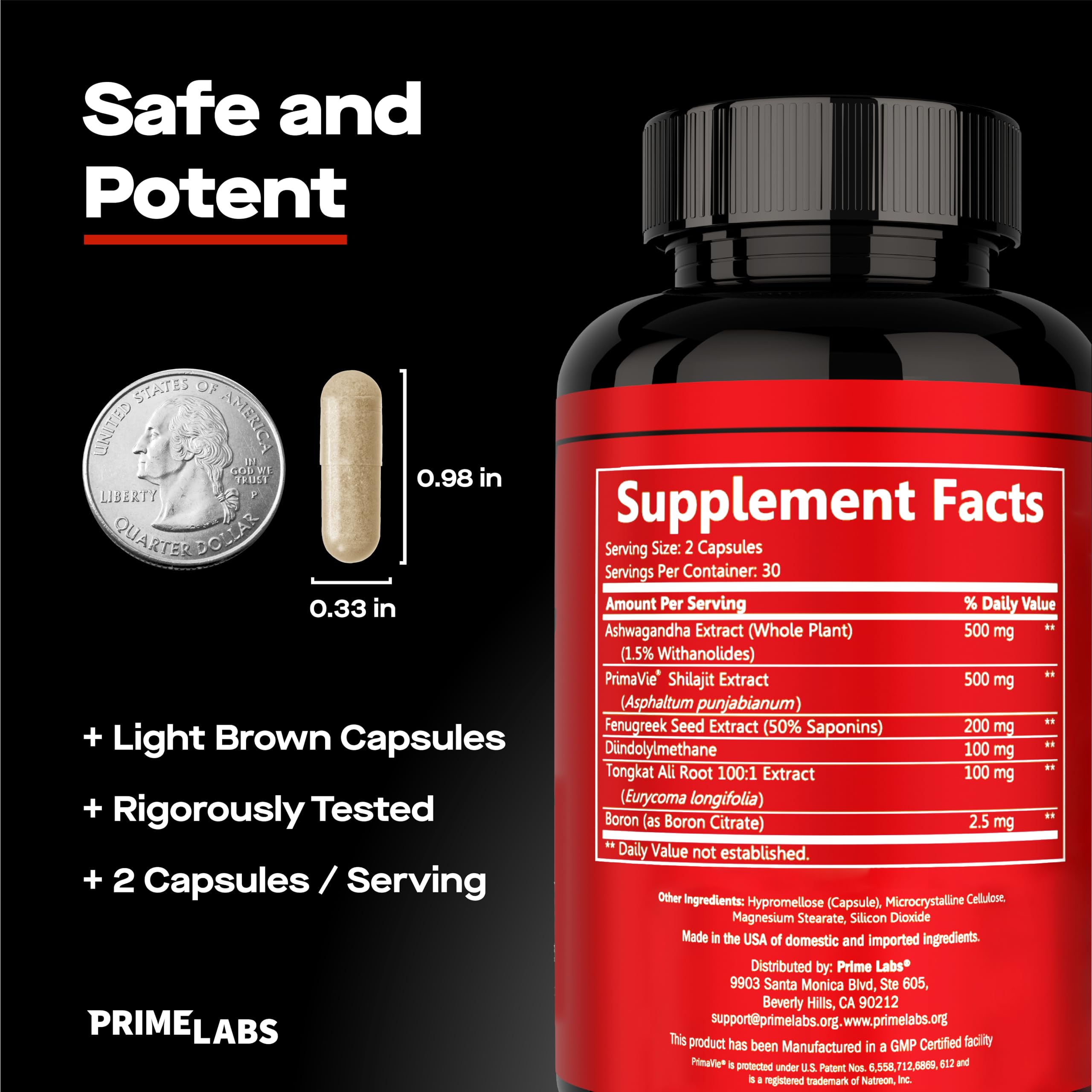 Prime Labs etiqueta nutricional legible mostrando ingredientes clave