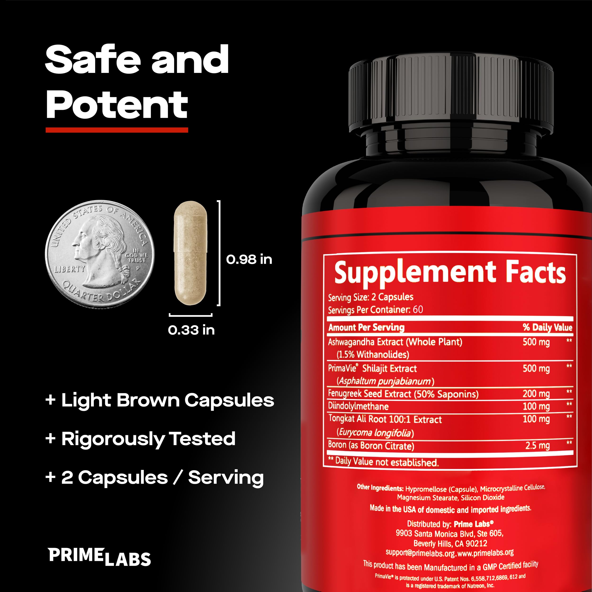 Prime Labs Prime Test Pro etiqueta y certificaciones de calidad visibles