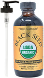 PRIME NATURAL botella frontal mostrando aceite orgánico y tamaño 16oz beneficio pureza