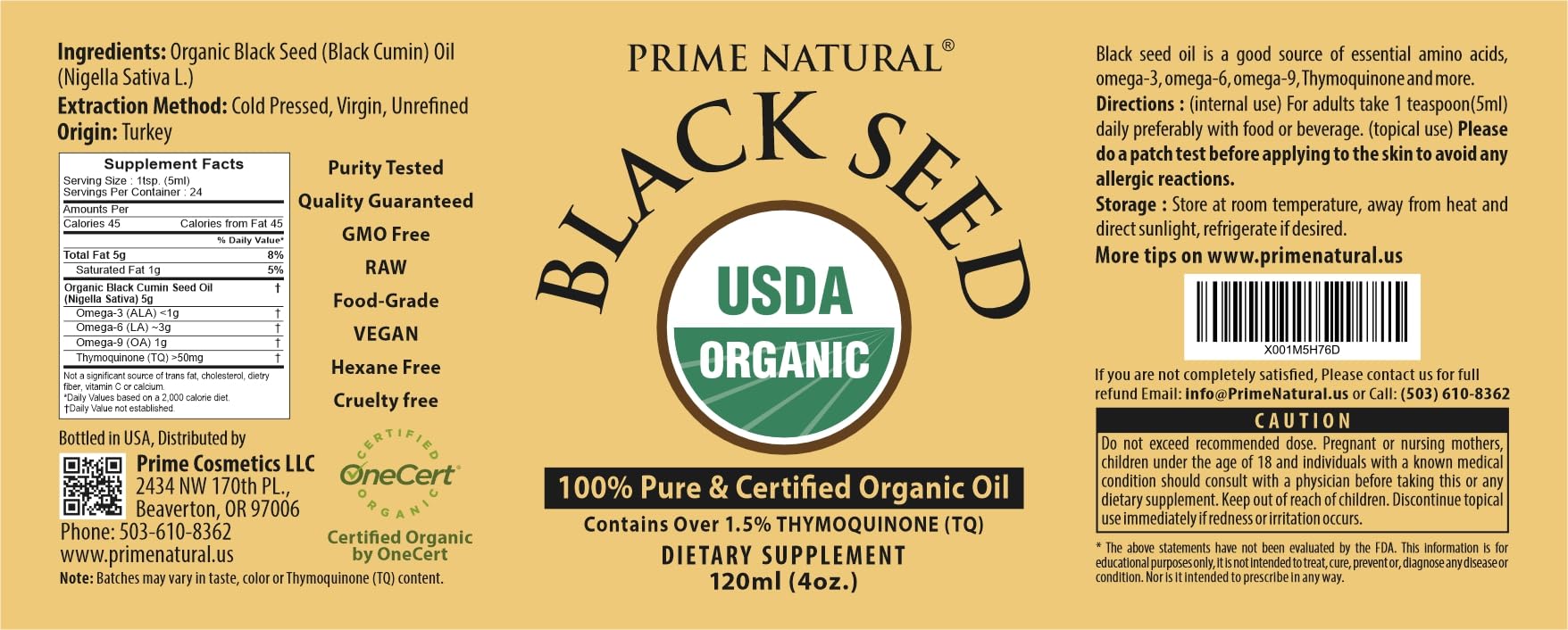 PRIME NATURAL comparación de tamaño 4oz frente a objetos cotidianos para referencia