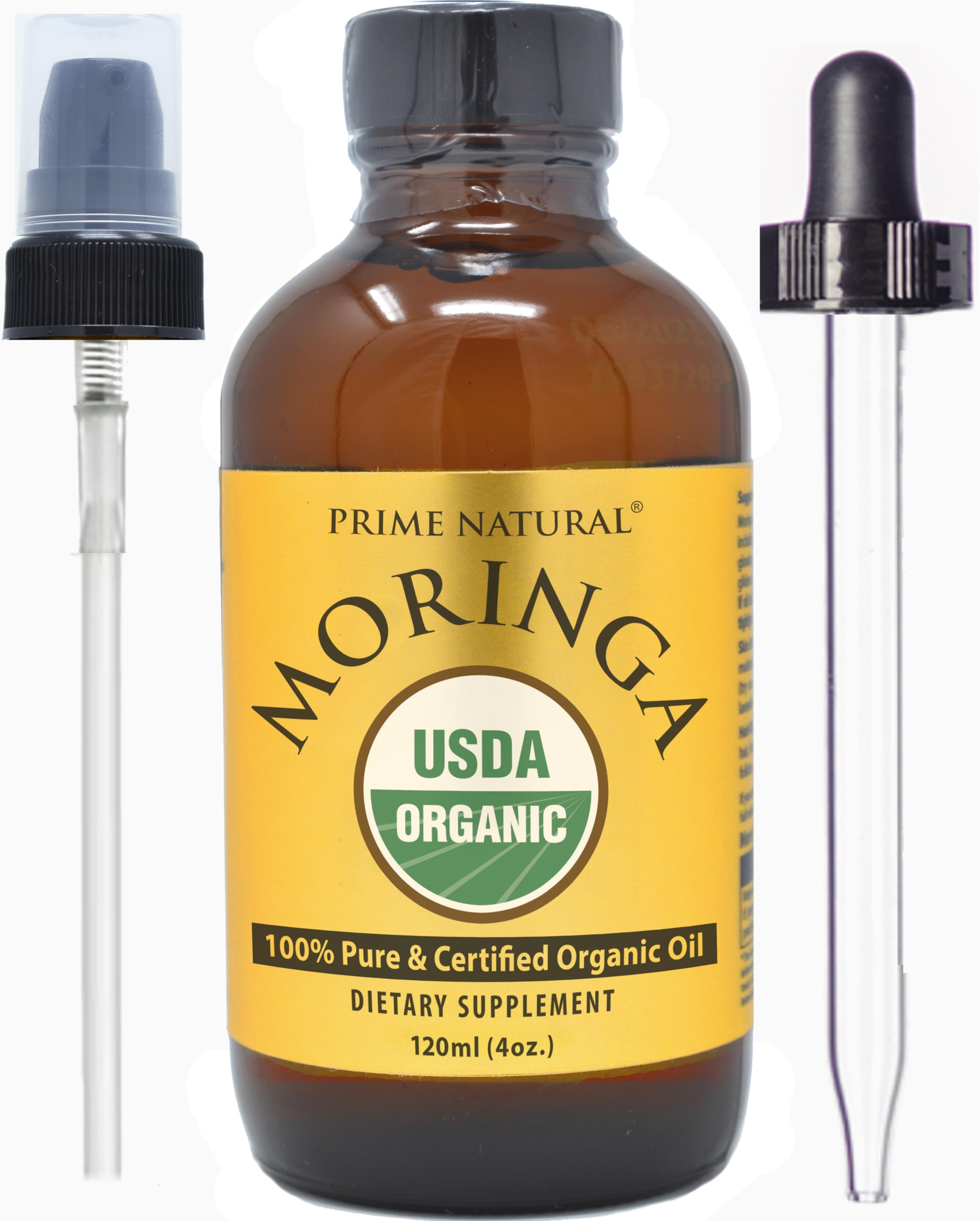 PRIME NATURAL frasco delantero mostrando aceite orgánico y etiqueta clara