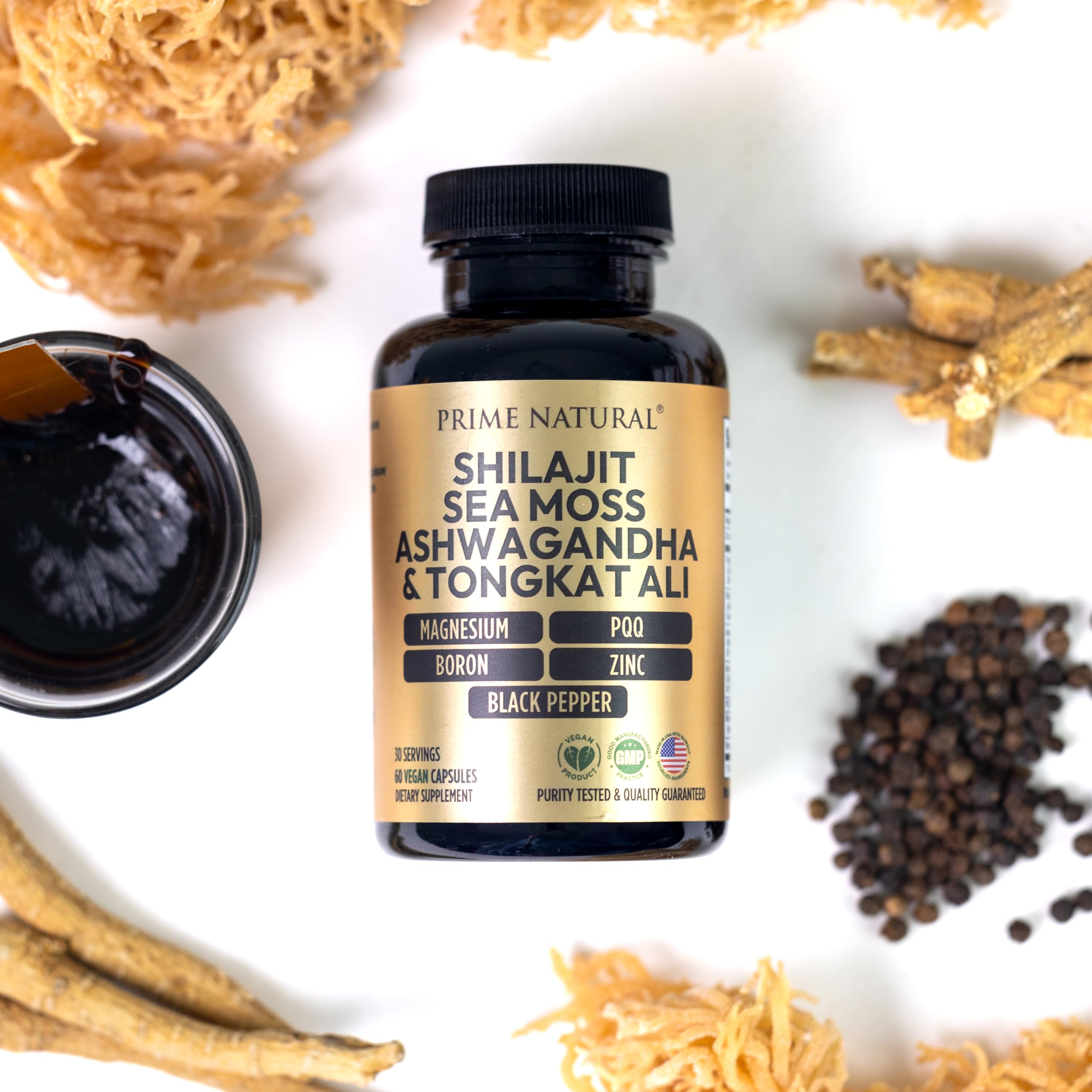 PRIME NATURAL Irish Sea Moss y hierbas representando origen natural
