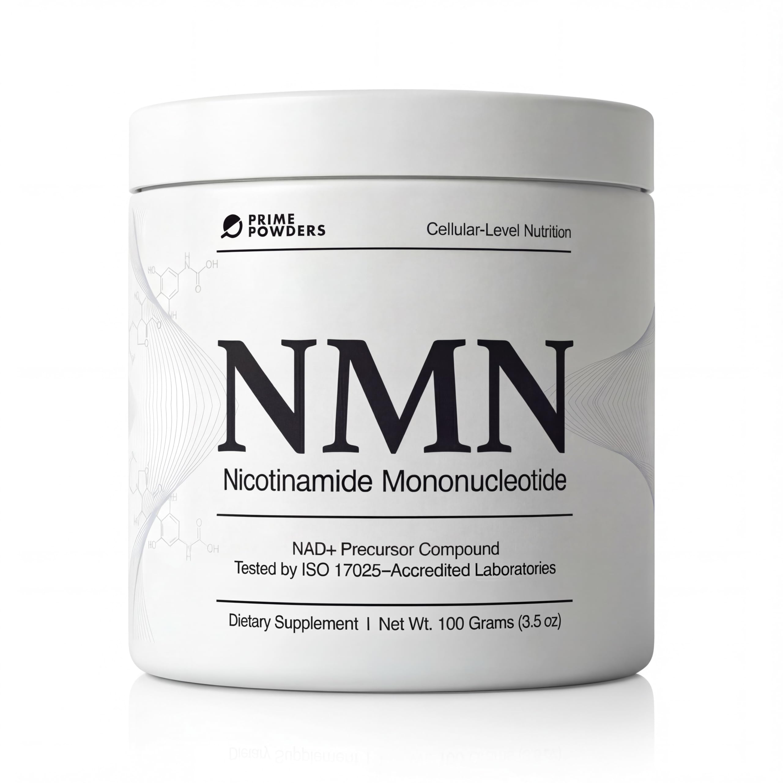 Prime Powders frasco frontal mostrando diseño y talla del envase