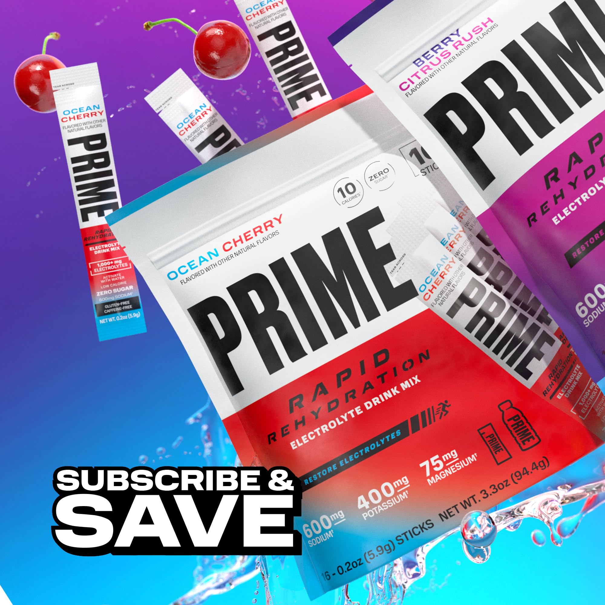PRIME HYDRATION sticks en bolsa de gimnasio, hidratación on-the-go