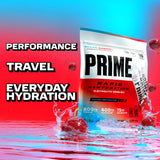 PRIME HYDRATION polvo disolviéndose en agua, hidratación instantánea