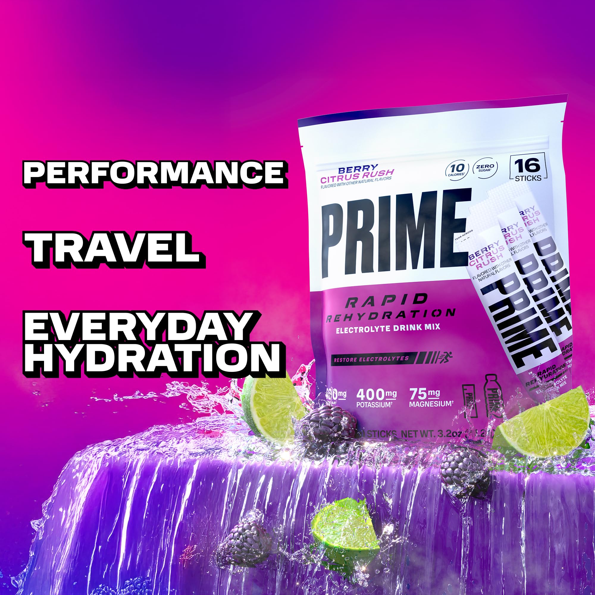 PRIME vaso con mezcla mostrando color natural y aspecto refrescante