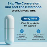 PrimeMD botella abierta con cápsulas, visual de cantidad y conveniencia