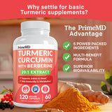PrimeMD comparación de tamaño con hojas de cúrcuma, muestra origen botánico