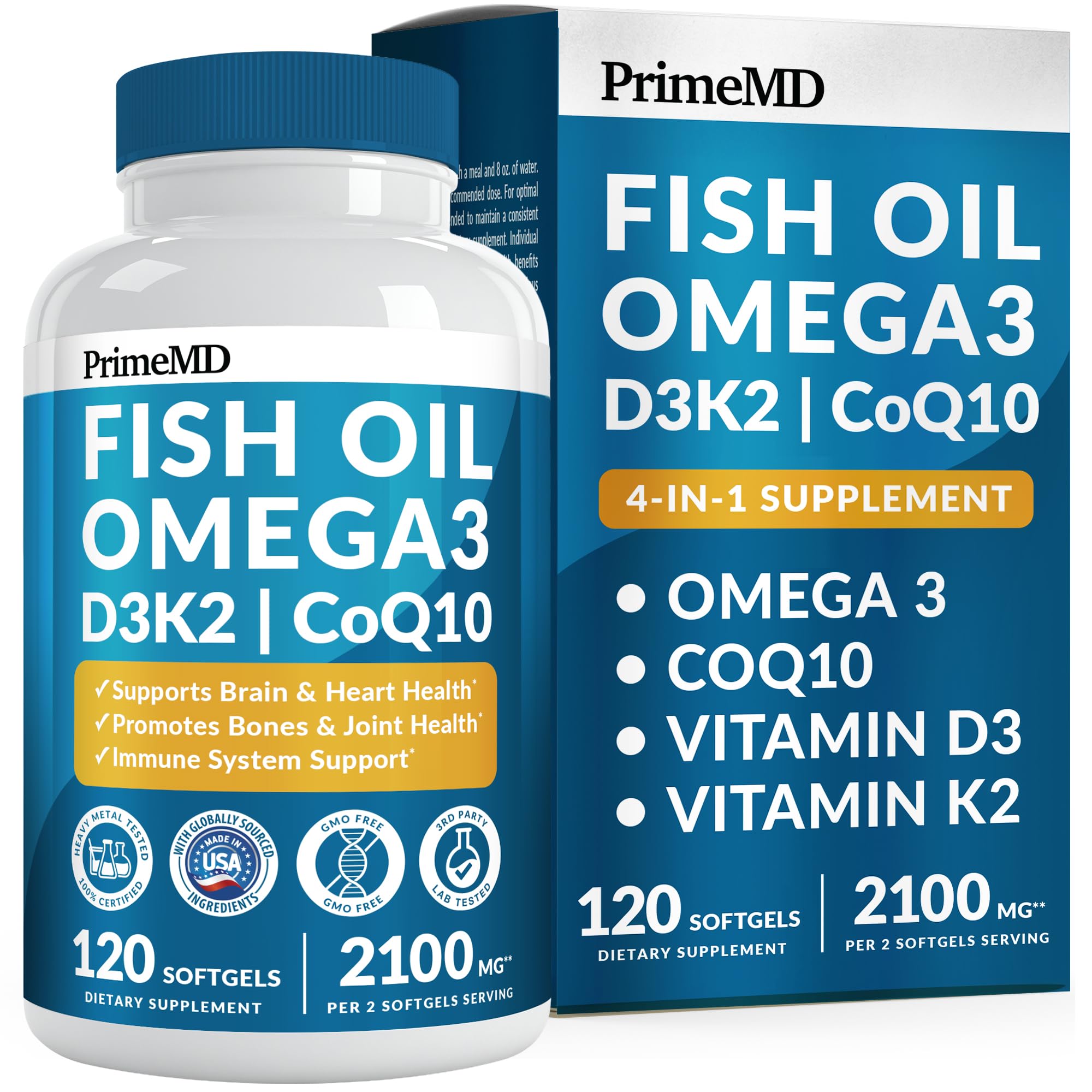 PrimeMD envase frontal mostrando 120 softgels y beneficios clave
