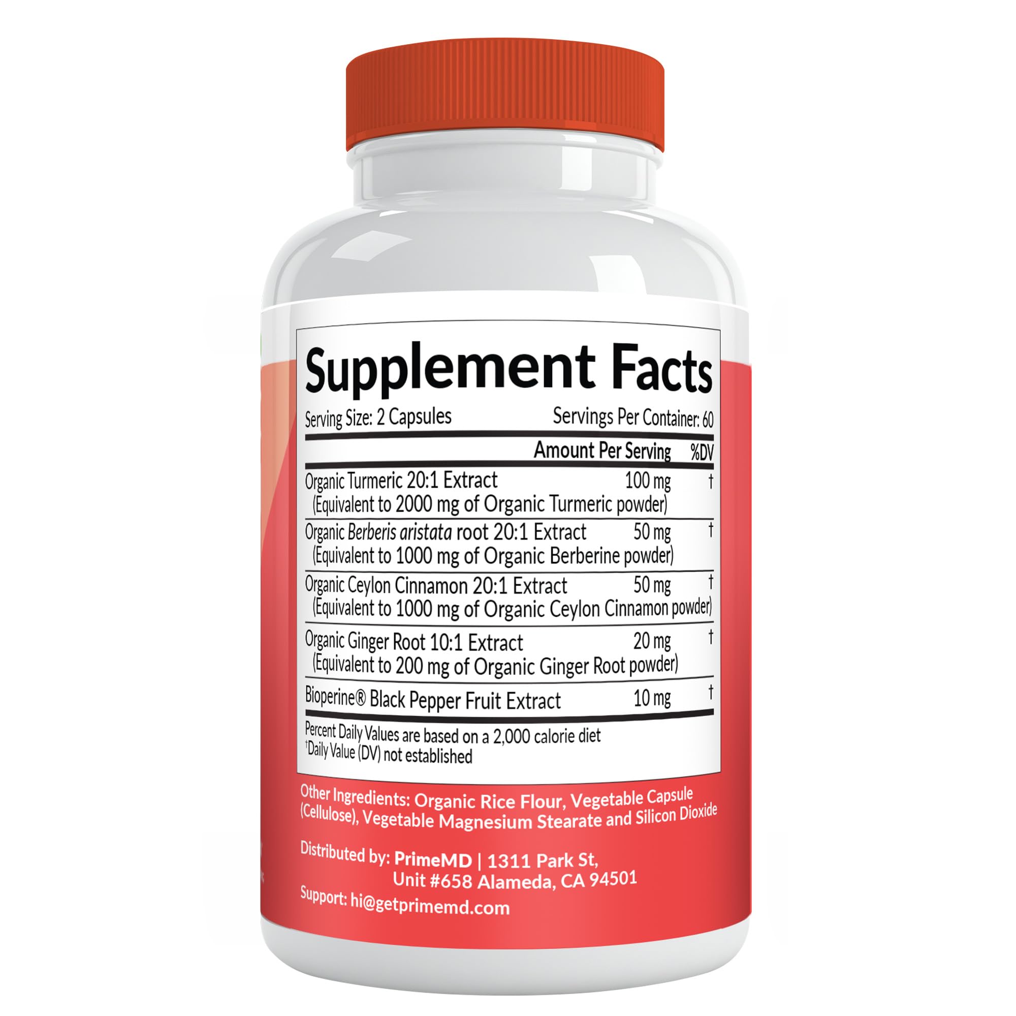PrimeMD etiqueta nutricional legible mostrando ingredientes estandarizados