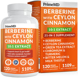 PrimeMD envase frontal de Berberine 21-en-1 mostrando la etiqueta y beneficios visibles