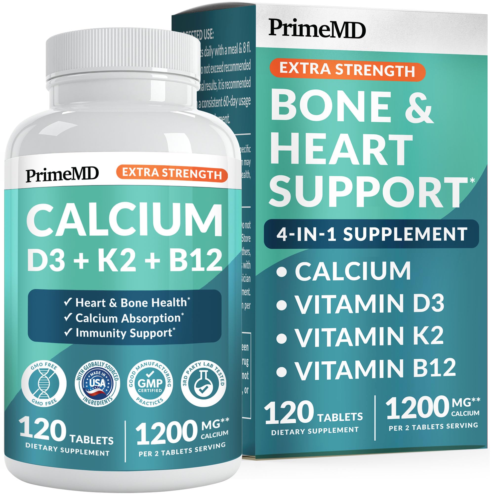 PrimeMD frontal del envase mostrando la fórmula 4-en-1 y beneficios claros