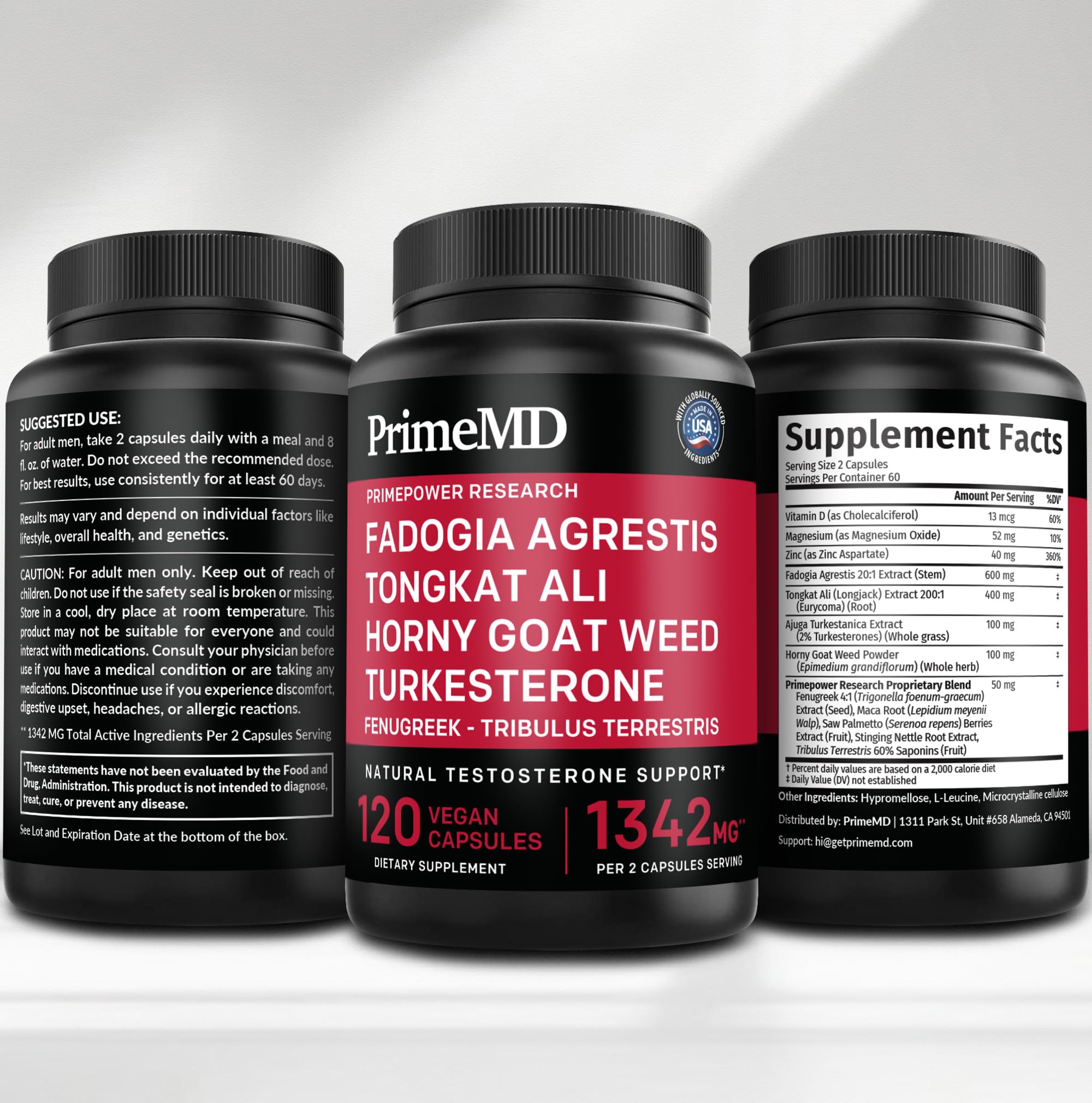 PrimeMD iconos que resaltan fórmula vegana y libre de gluten y alérgenos