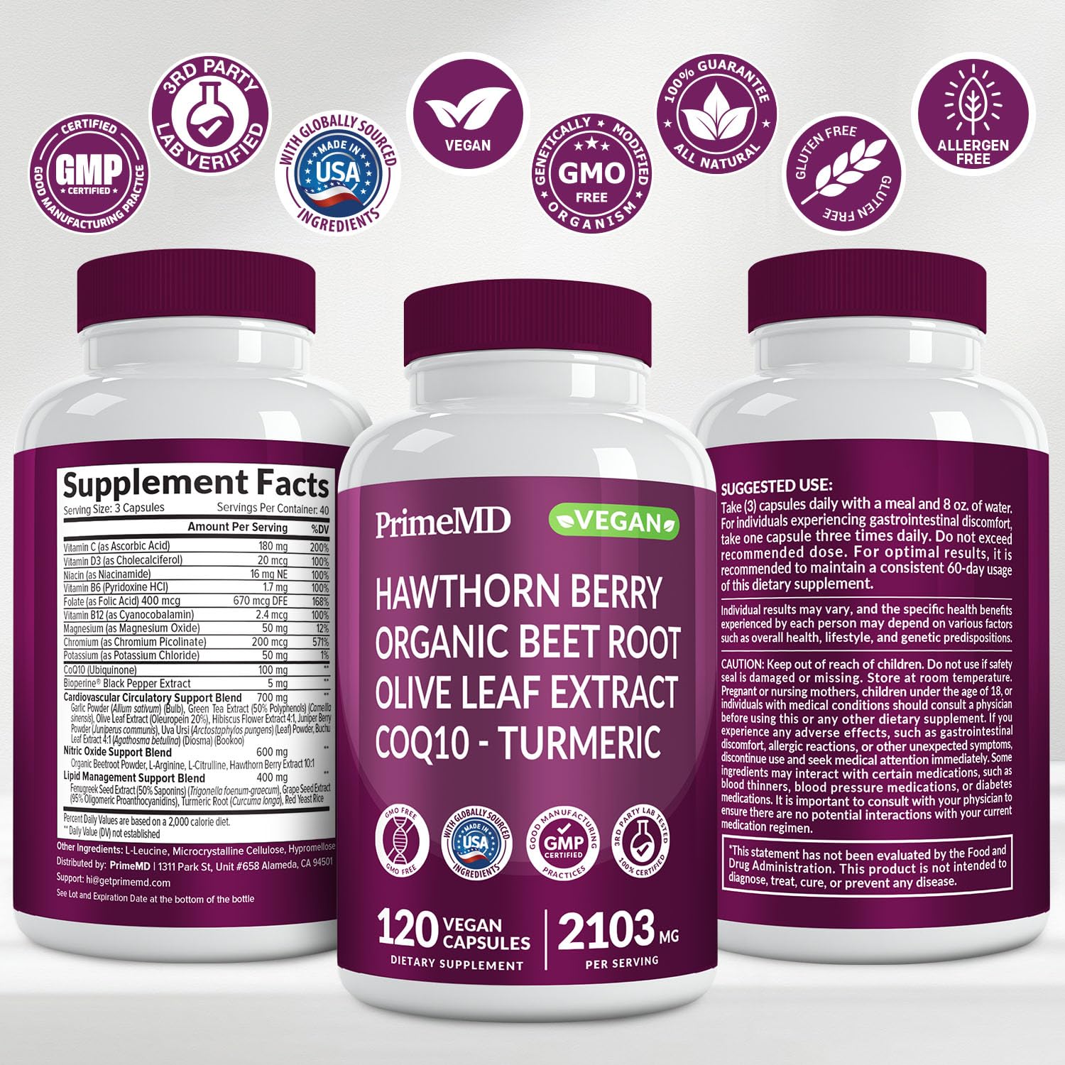 PrimeMD presentación con ingredientes secos mostrando origen natural
