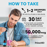 PrimeMD mezcla con agua en vaso, consumo sencillo con sabor frambuesa