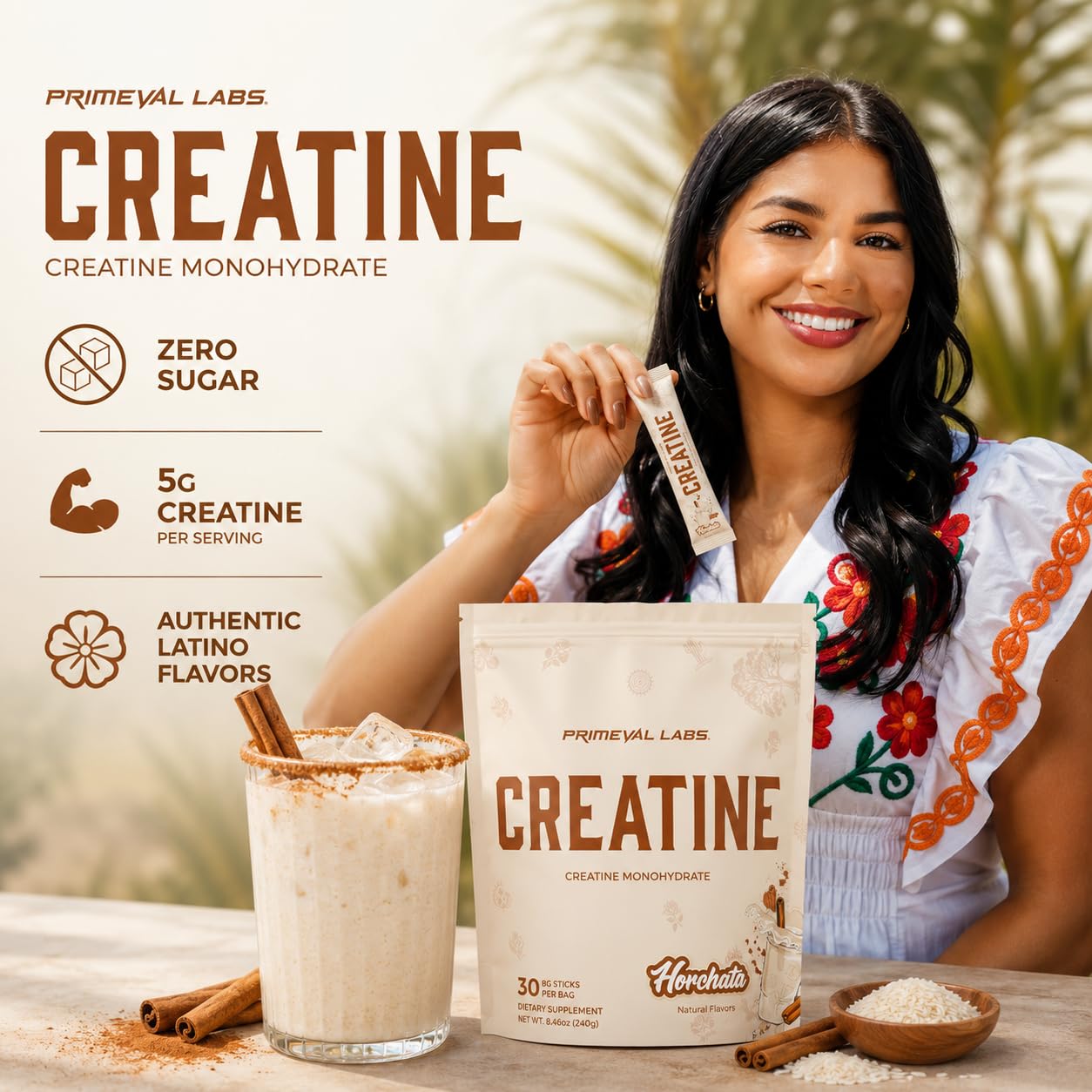 Primeval Labs etiqueta con certificación NSF visible, calidad verificada