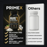 PrimeX Sleep and Recovery etiqueta nutricional legible con ingredientes y dosificación