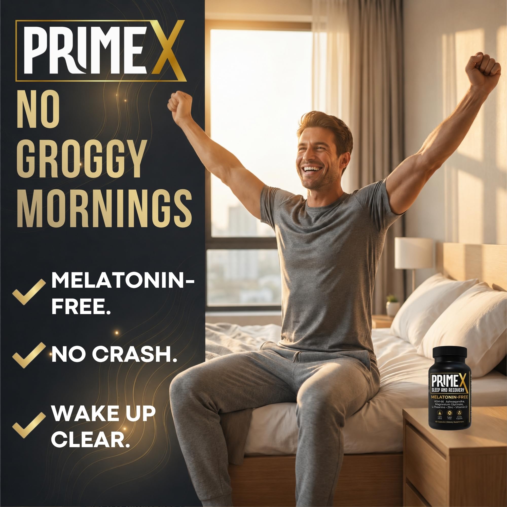 PrimeX Sleep and Recovery KSM‑66 ashwagandha en la lista de ingredientes clave